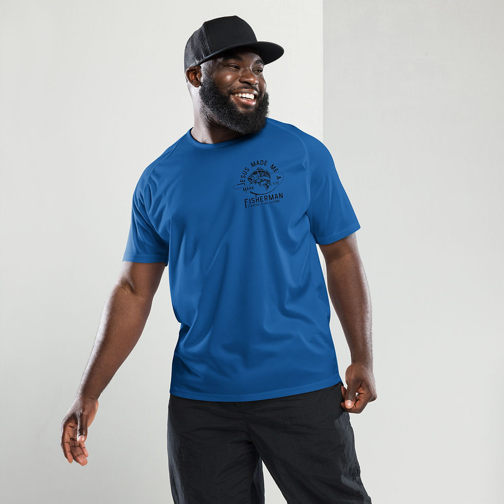 Thumbnail: Man in blue Covenant Huntsman tee