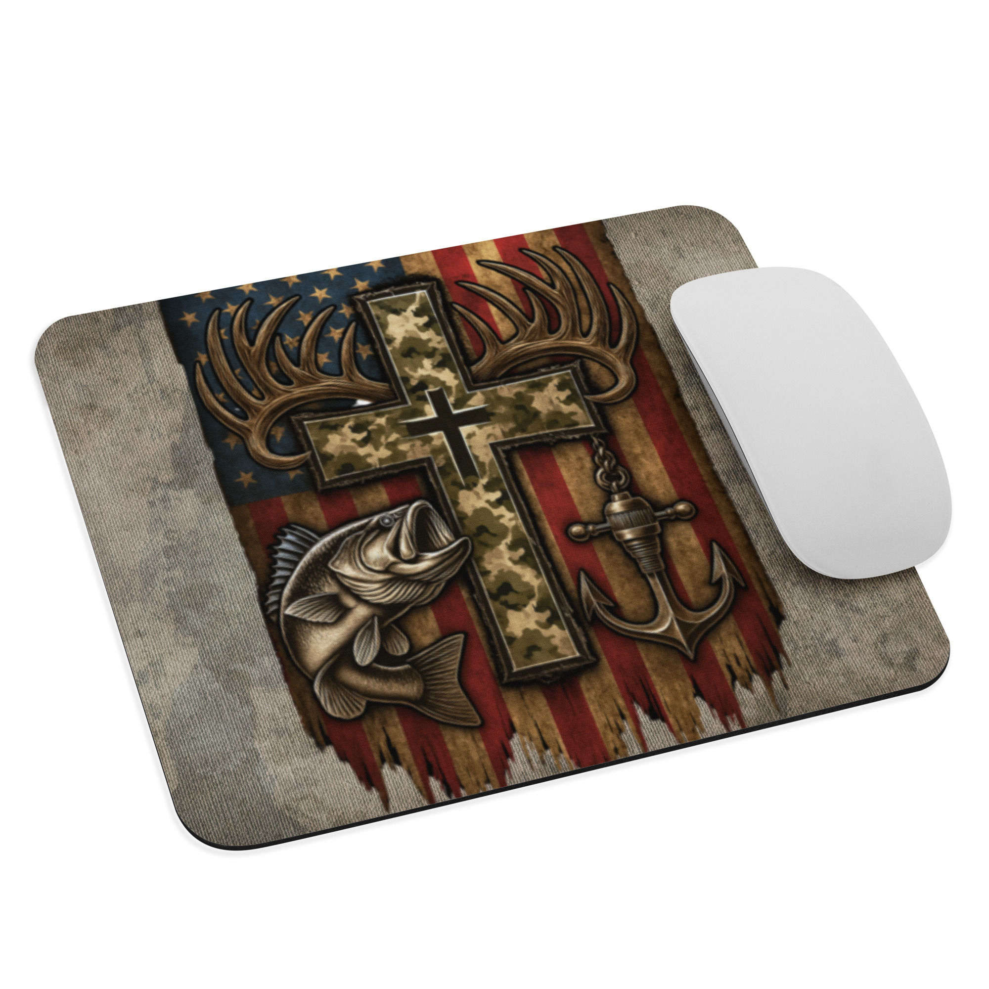 Another patriotic hunting and fishing Mouse pad