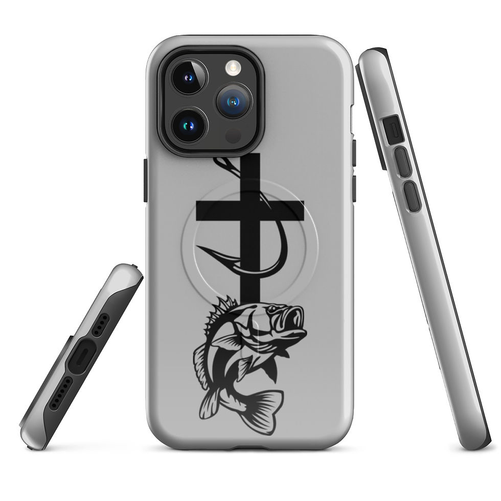 Thumbnail: Gray iPhone case, fish, cross design