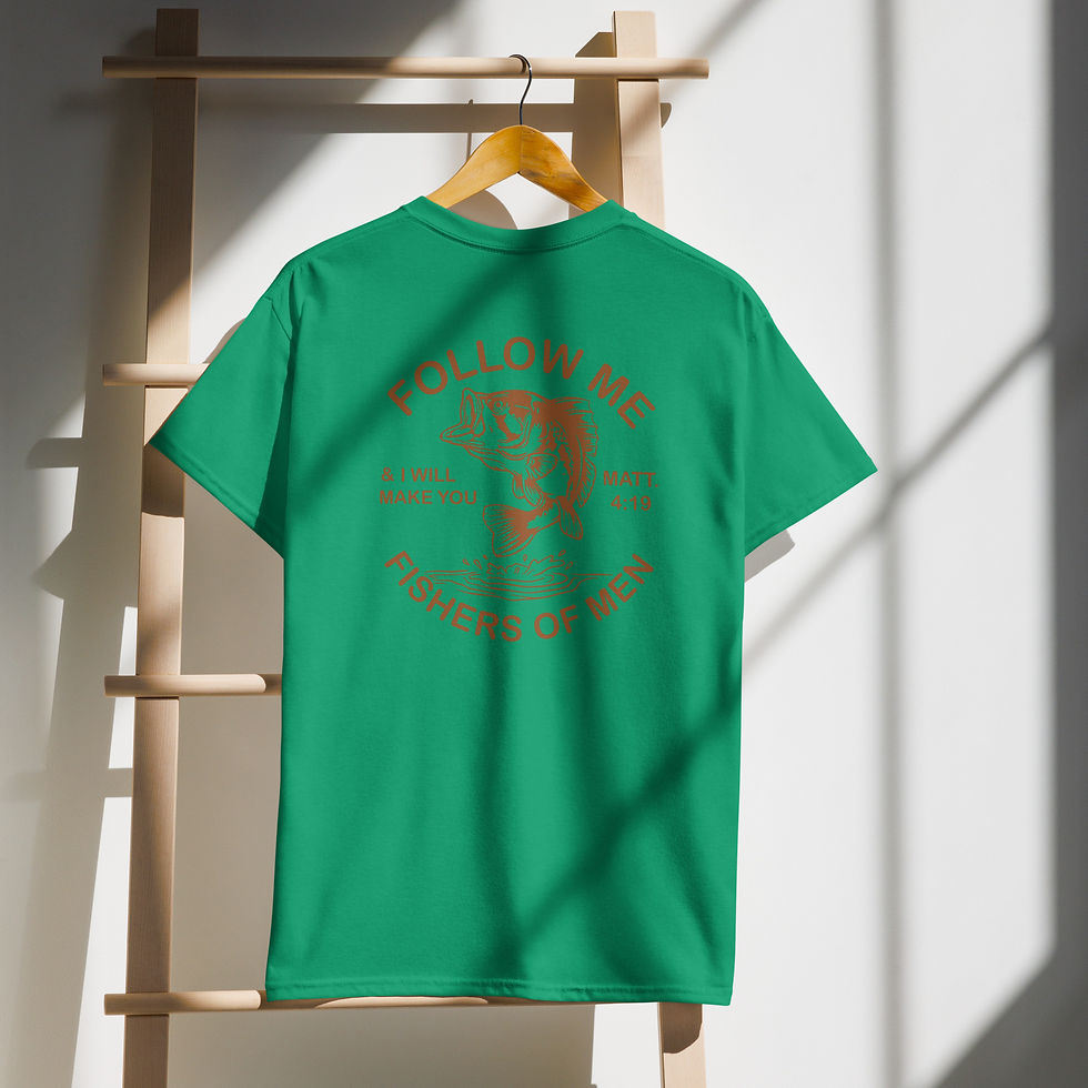 Thumbnail: Green t-shirt with "Follow Me" graphic