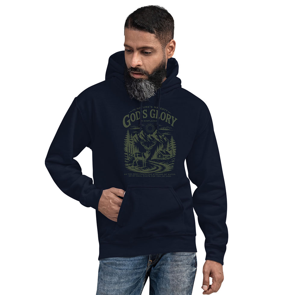 Thumbnail: Christian Hunting Hoodie - God's Glory Psalm 42:1 Mountain Scene
