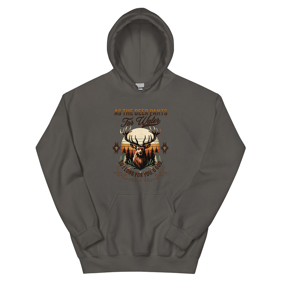 Thumbnail: Christian Hunting Hoodie - Psalm 42:1 Deer Sunset Design