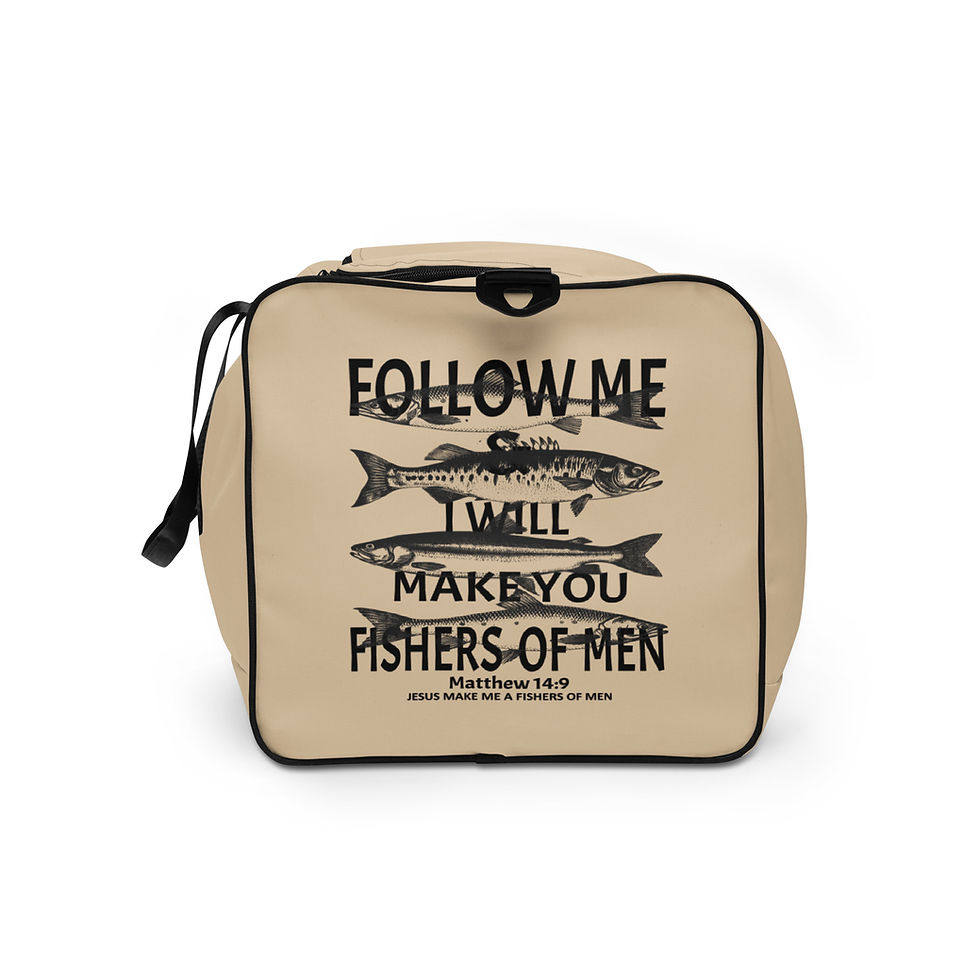 Thumbnail: Beige travel bag: "Follow Me & I Will Make You Fishers of Men" (Matt 4:19)