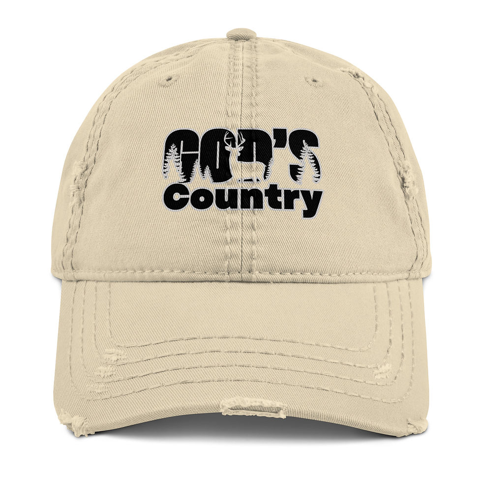 Thumbnail: Christian Hunting Hat – God’s Country Deer Forest Distressed Twill Cap