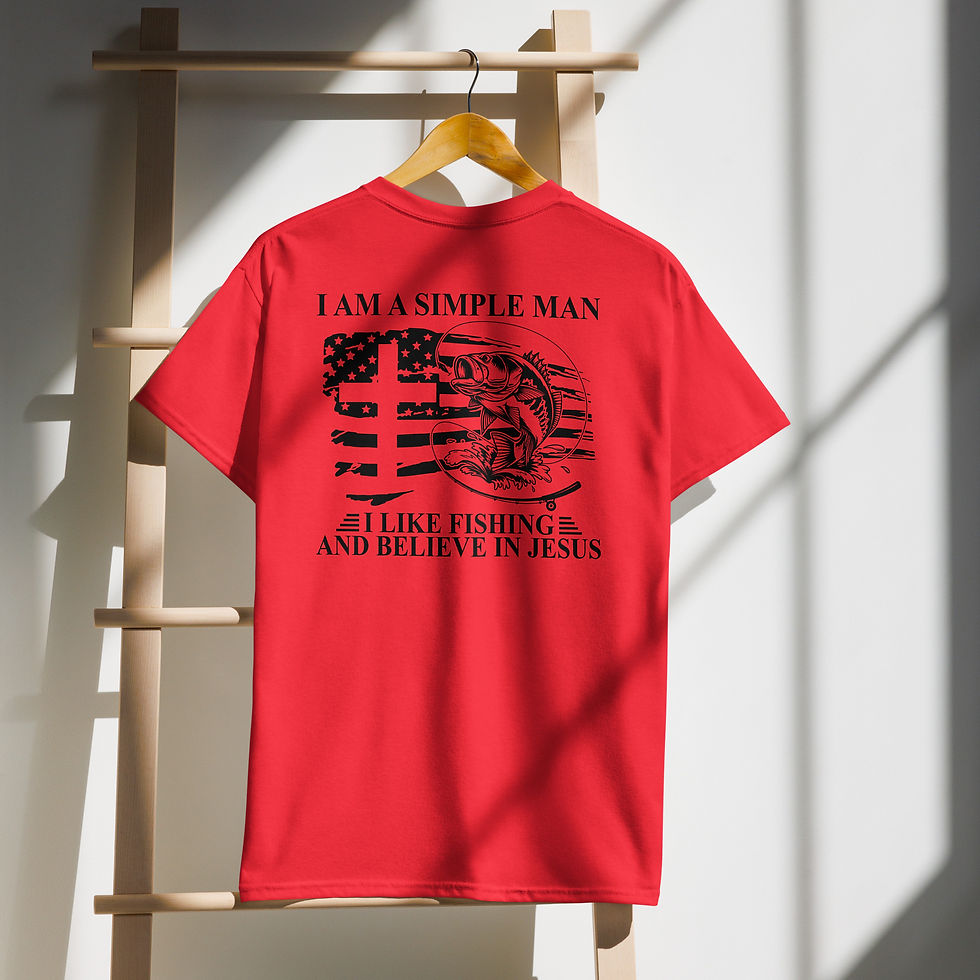 Thumbnail: Red "I am a simple man" t-shirt