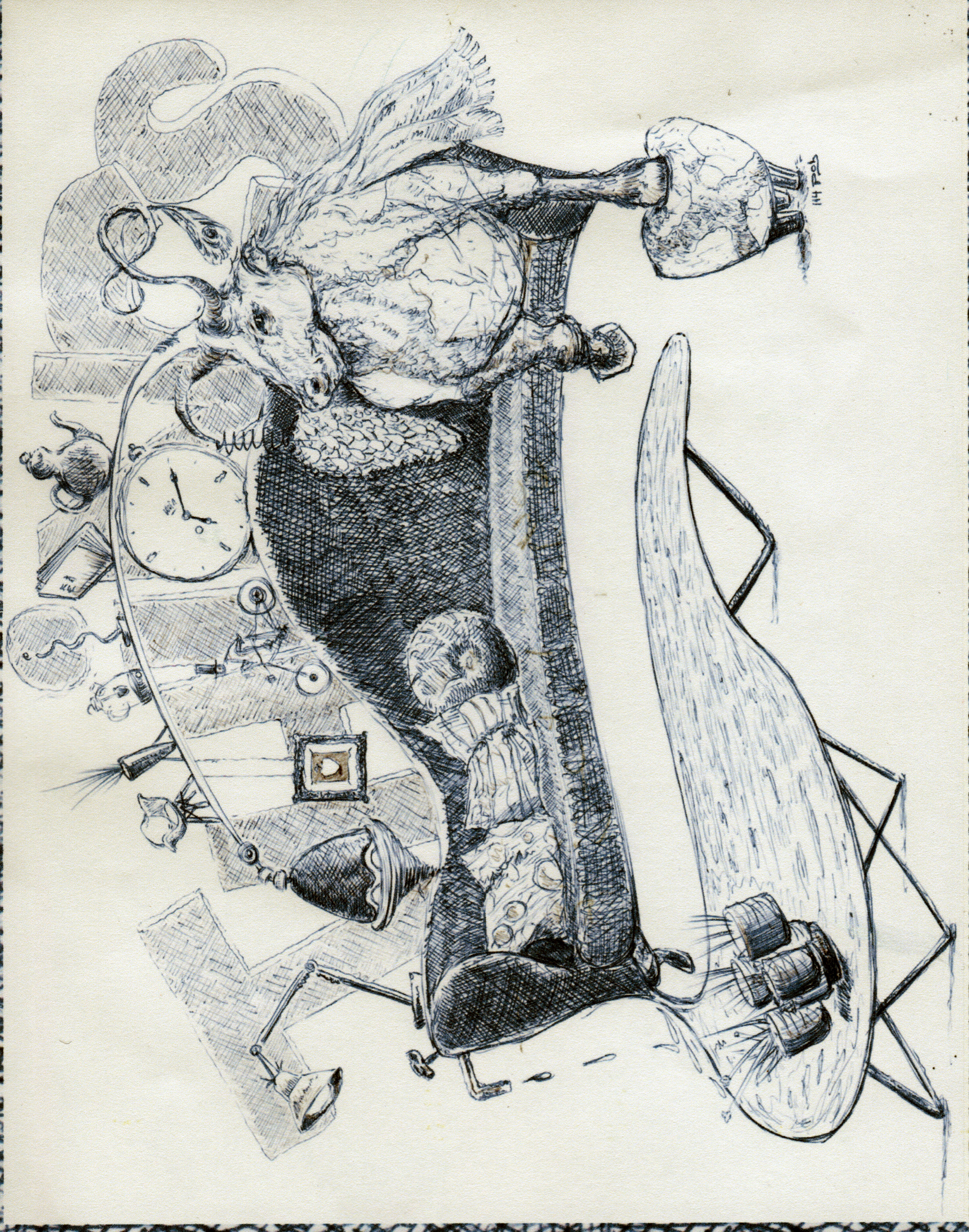 Möbel-Tier-Fantasie (biro on paper)