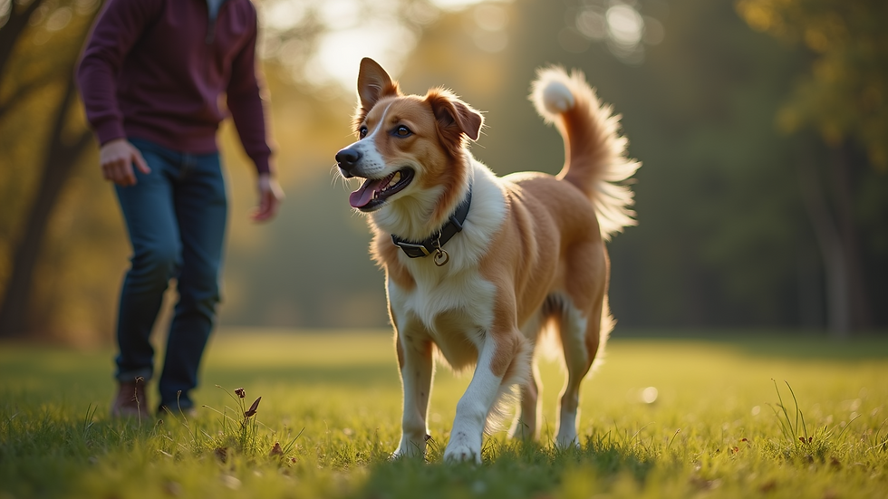 Eye-level view of a dog training session with a trainer