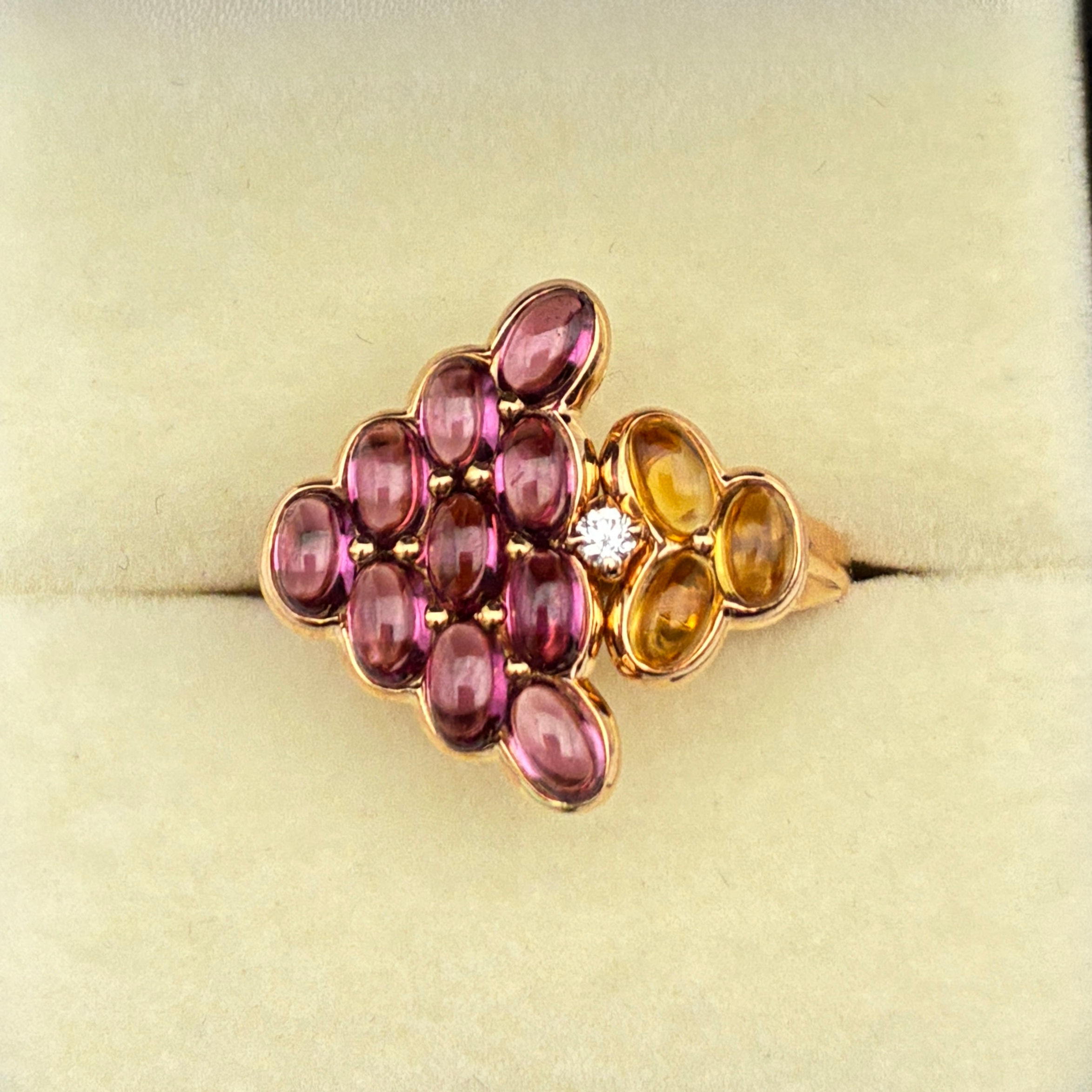 Tourmaline and citrine 'Grappe' ring