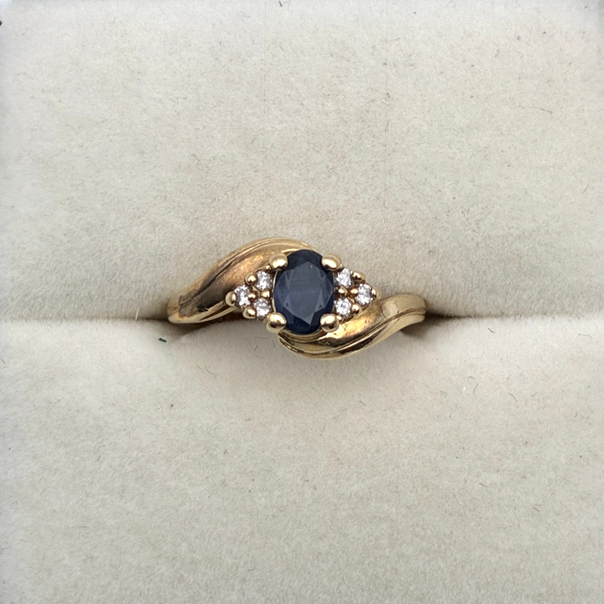 Diamond and Sapphire Bypass Ring