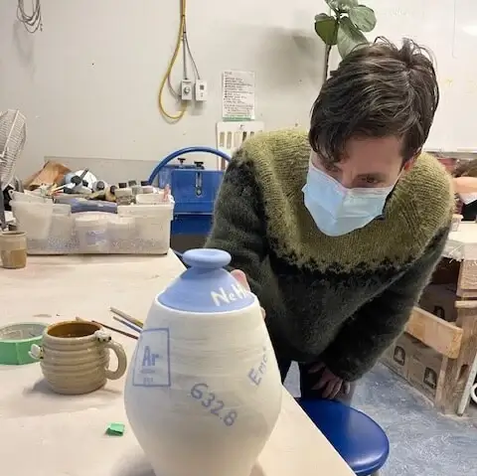 Paige, a pottery instructor at Hand Eye Ceramics.