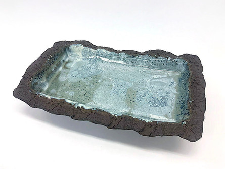 Courtney's platter with light blue interior glaze.