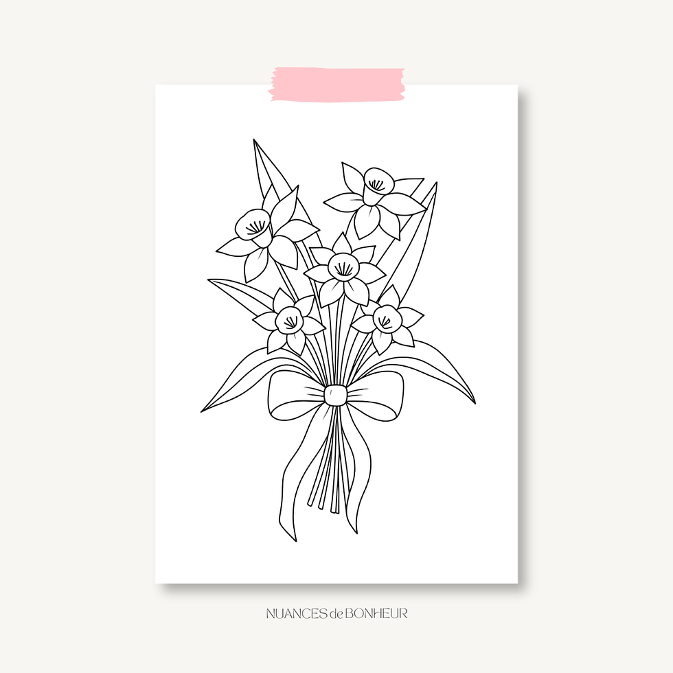 Miniature : kit cartes à peindre aquarelle fleurie 4 modèles format A5 bouquet de jonquilles