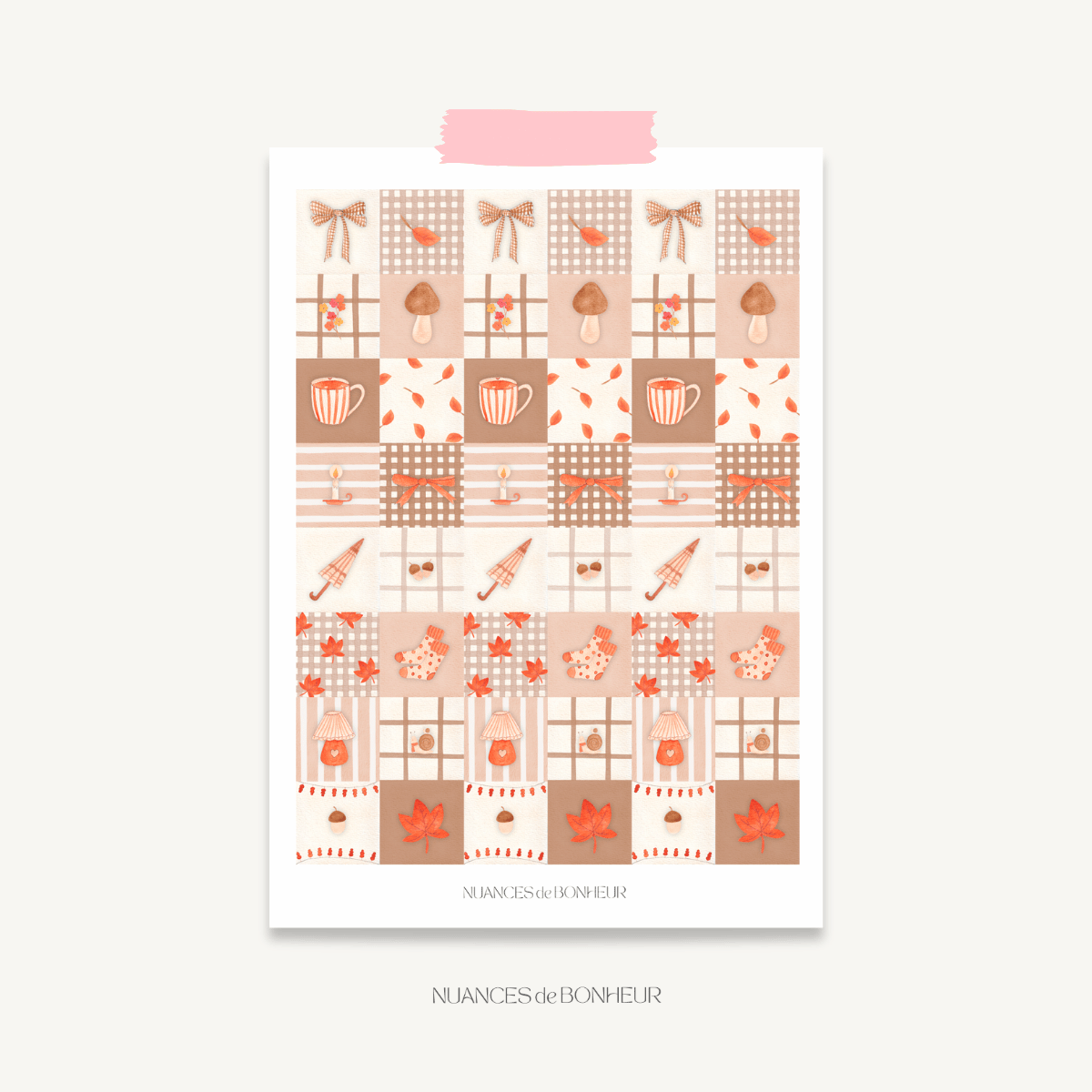 carte postale aquarelle patchwork automne