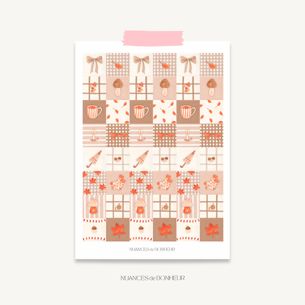 carte postale aquarelle patchwork automne