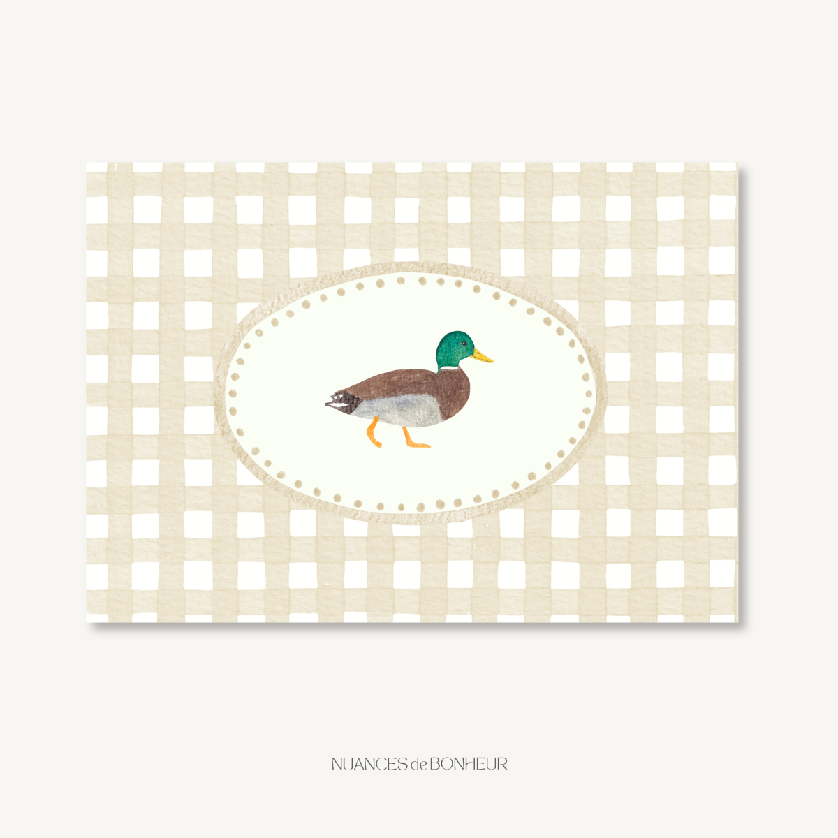 affiche aquarelle canard vichy beige