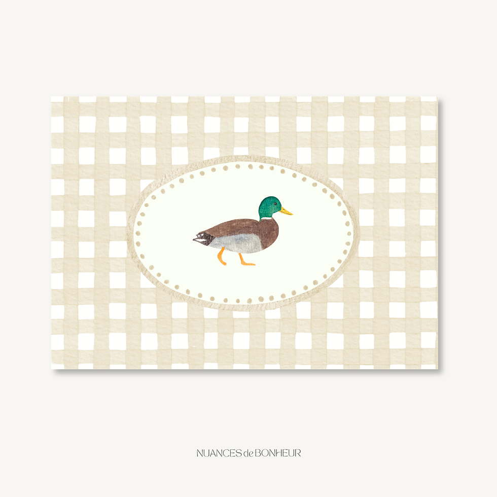 affiche aquarelle canard vichy beige