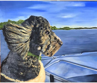 Max dog portrait painting by Ann Hammond Gift