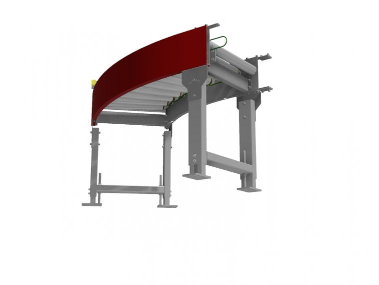 Pat de role antrenat Structură oțel inox Curb 45 grade Orizontal – detaliu de execuție