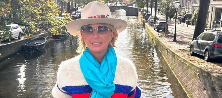Roma Downey poses for a picture during a recent trip to Amsterdam, The Netherlands.