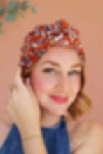 bonnet pré noué Camille floral terracotta