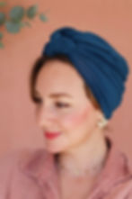 bonnet de chimio pré noué bleu fibre de bambou