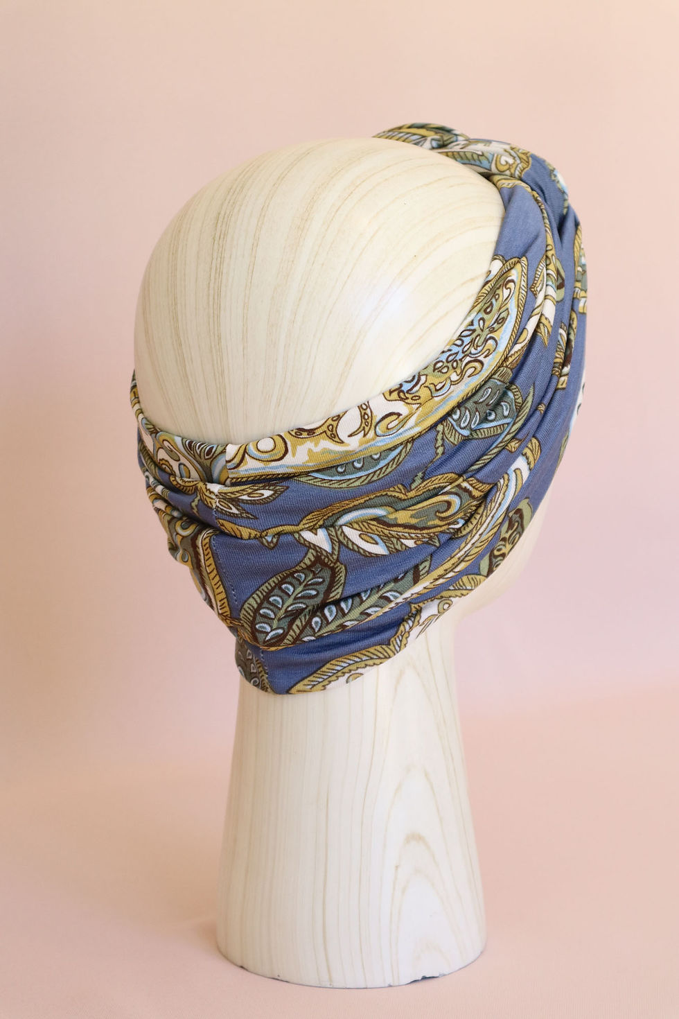 Miniature : turban transformable indra bleu chimiothérapie motif cachemire femme alopécie facile à enfiler