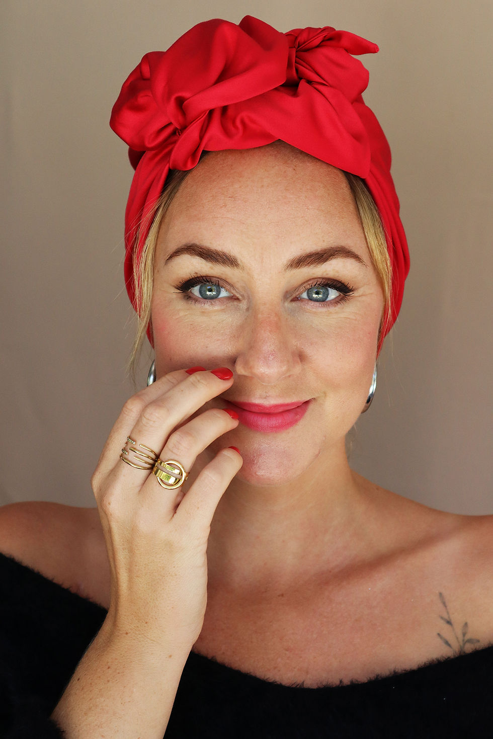 Miniature : Turban pratique Entrenoue couleur rouge éclatant