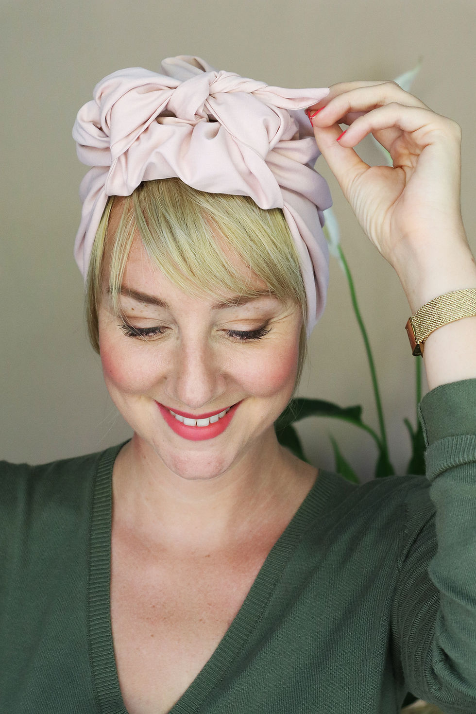 Miniature : Turban Ajustable mat (Rose pâle)