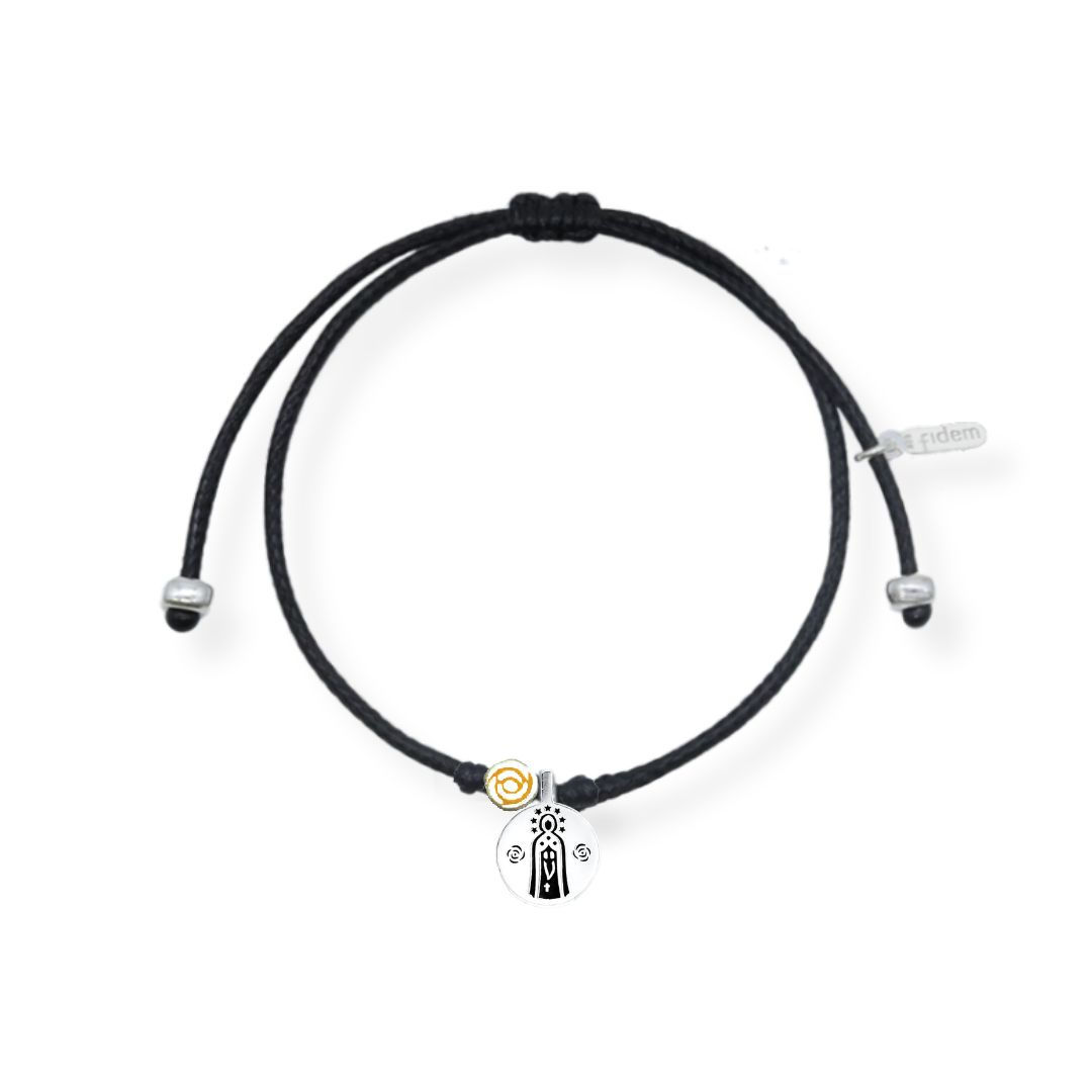 Pulsera Medalla Rosa Mística + Rosa hilo (coletas)