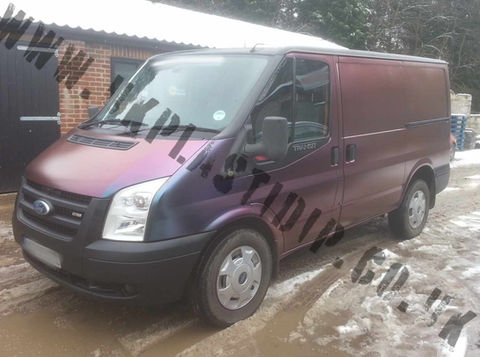 Ford Transit with a satin CS4B blue/ purple/ gold chameleon Spray Wrap on it from UK Plasti Dip