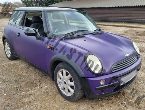 Mini with a matte metallic purple Spray Wrap on it from UK Plasti Dip