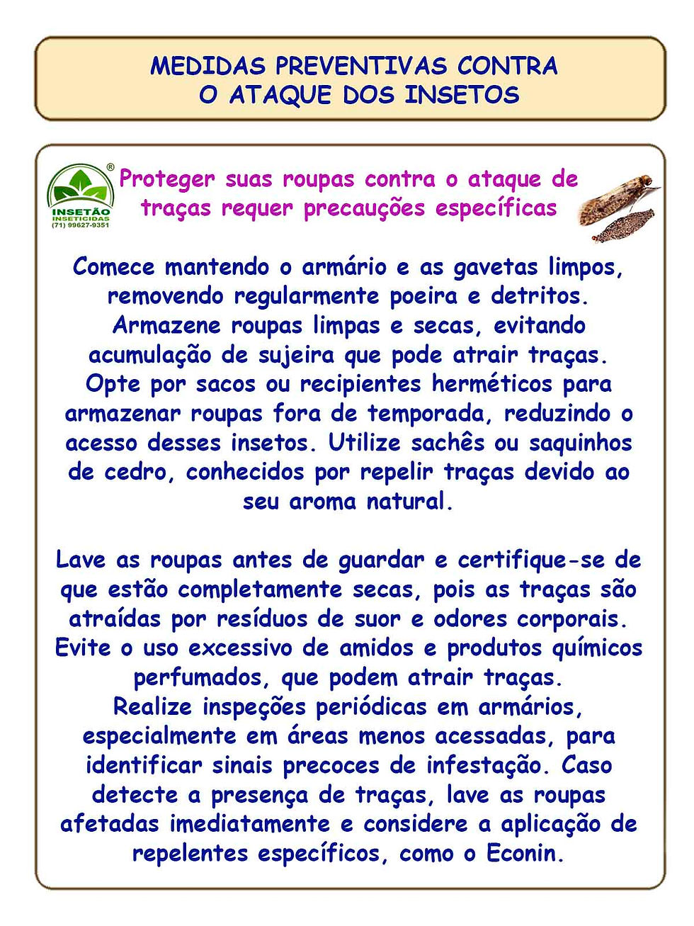 Como se prevenir do ataque das traças