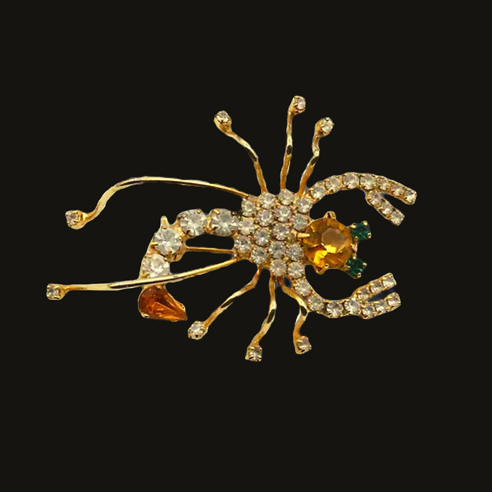 Mid Century Jewelry - Rhinestone Scorpion Ladies Brooch