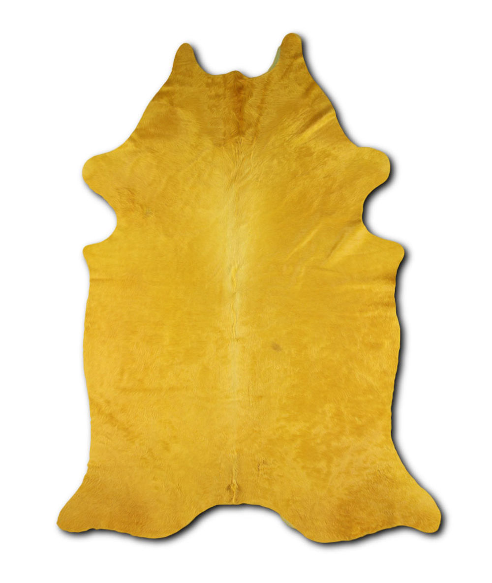 Argent DYED cowhide rugs for sale DYED YELLOW rug