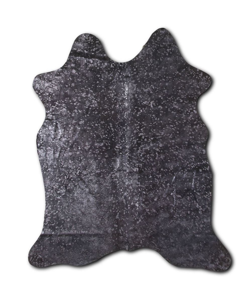 Aloha cowhide rugs for sale SILVER METALLIC ON BLACK rug