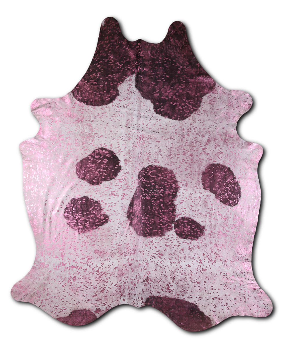 Aesthetical cowhide rugs for sale PINK METALLIC ON BLACK AND WHITE rug
