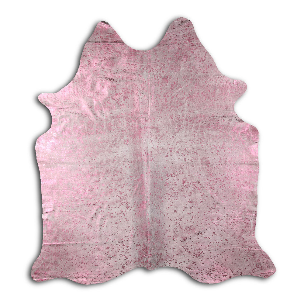Congenial cowhide rugs for sale PINK METALLIC ON WHITE rug