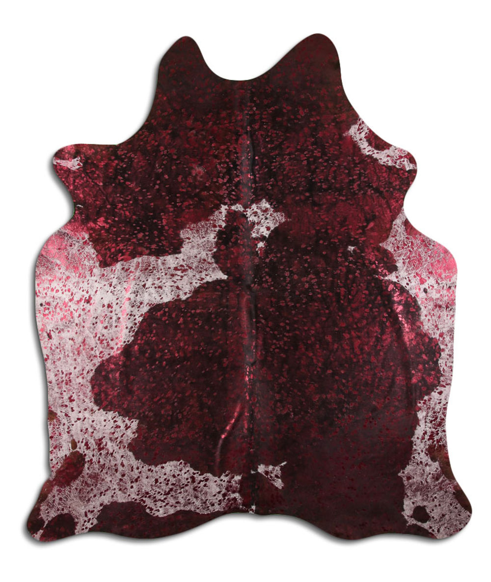 Endowment cowhide rugs for sale BURGUNDY METALLIC ON BLACK AND WHITE rug