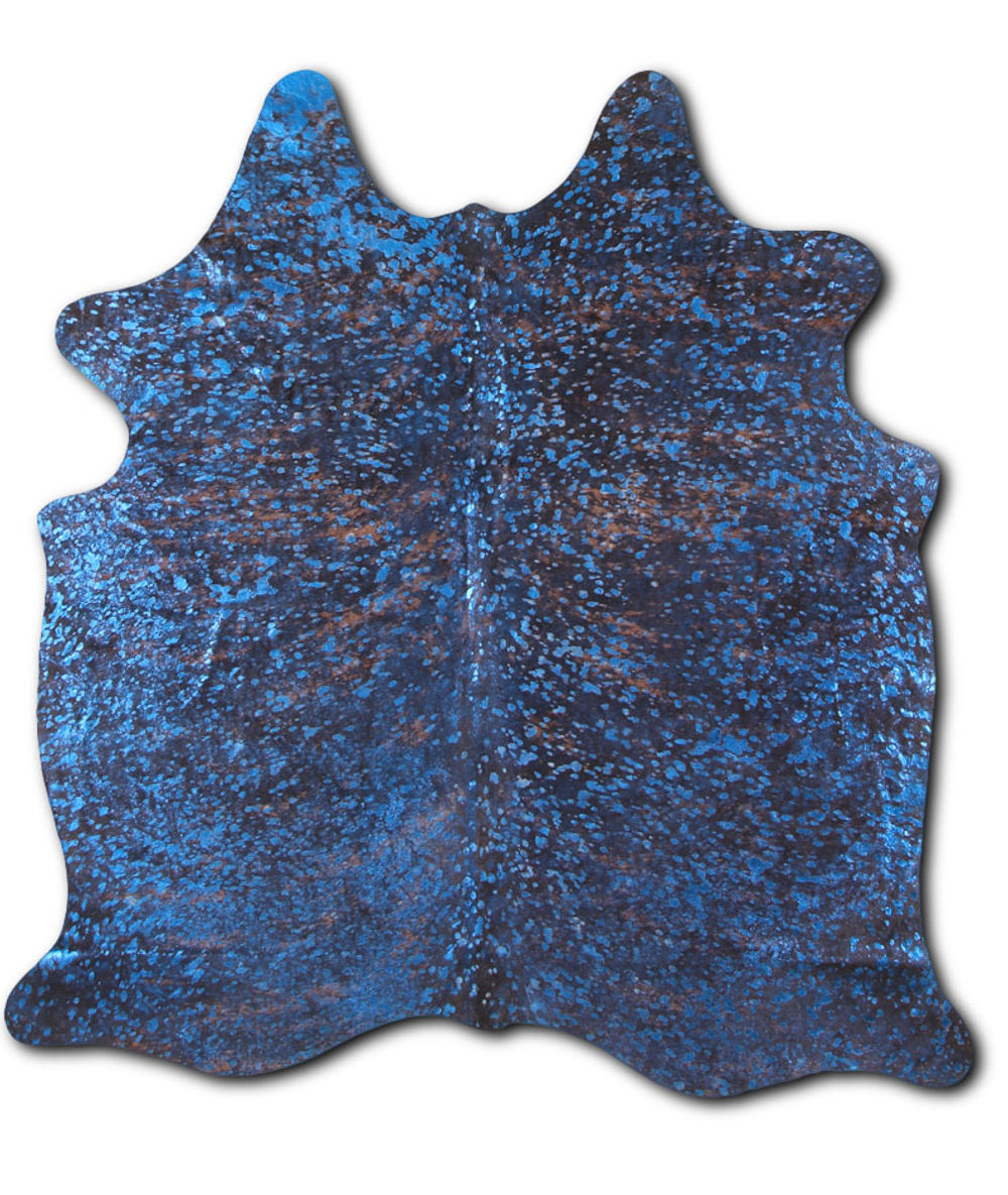 Allegiant cowhide rugs for sale BLUE METALLIC ON BRINDLE rug