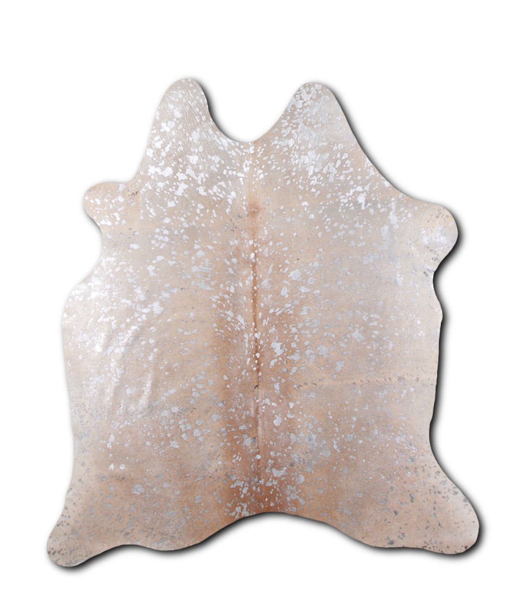 Allow cowhide rugs for sale SILVER METALLIC ON BEIGE rug