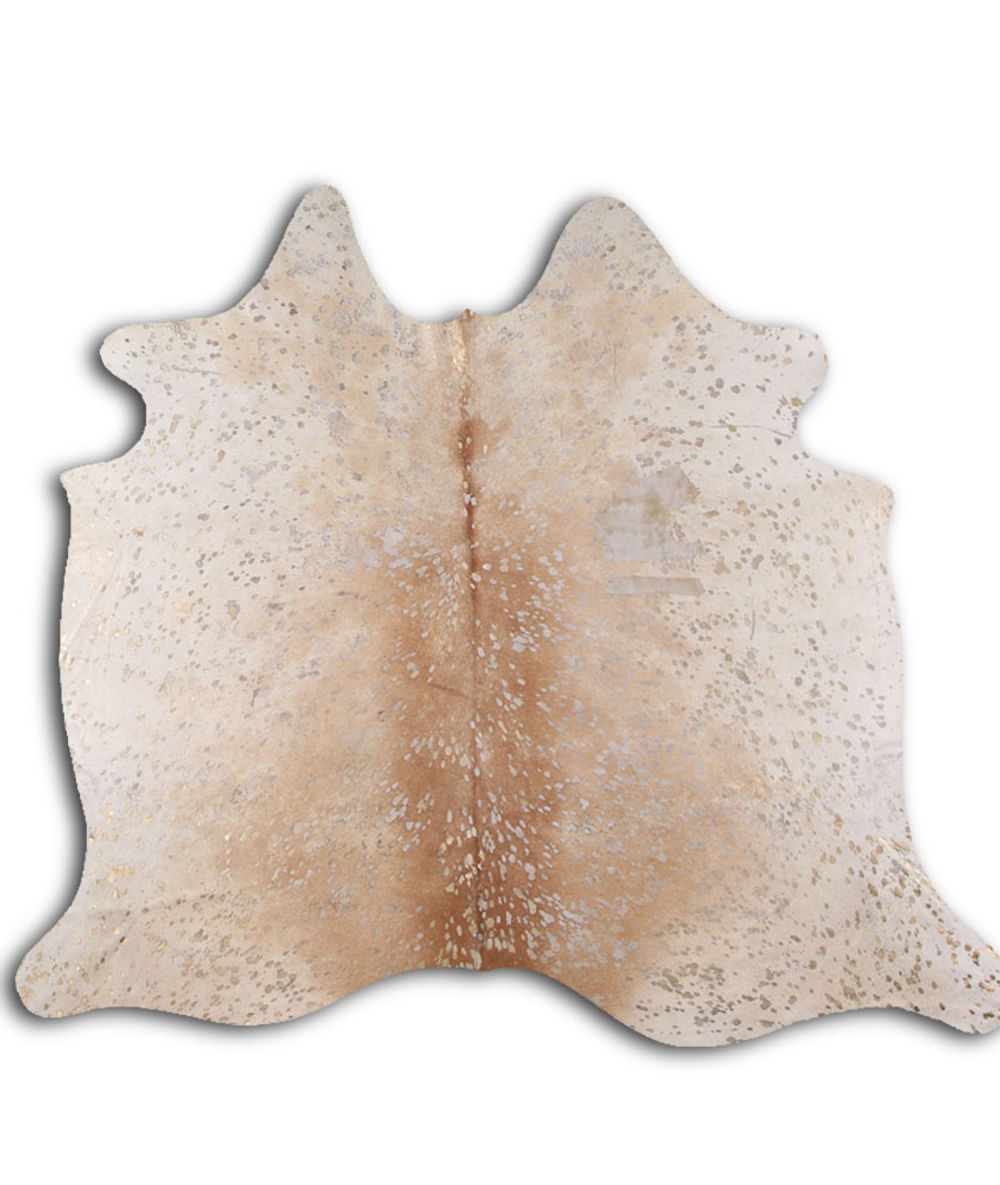 Classy cowhide rugs for sale GOLD METALLIC ON BEIGE rug