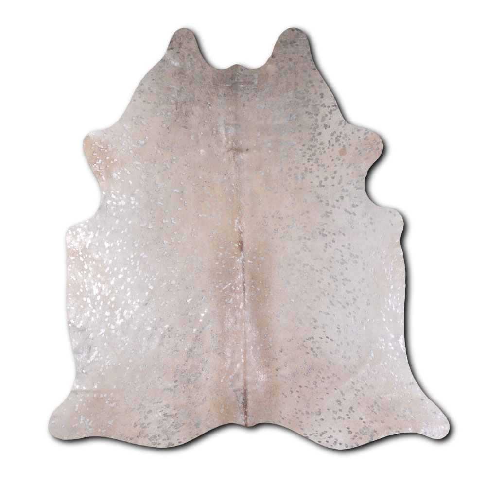 Affection cowhide rugs for sale SILVER METALLIC ON WHITE rug