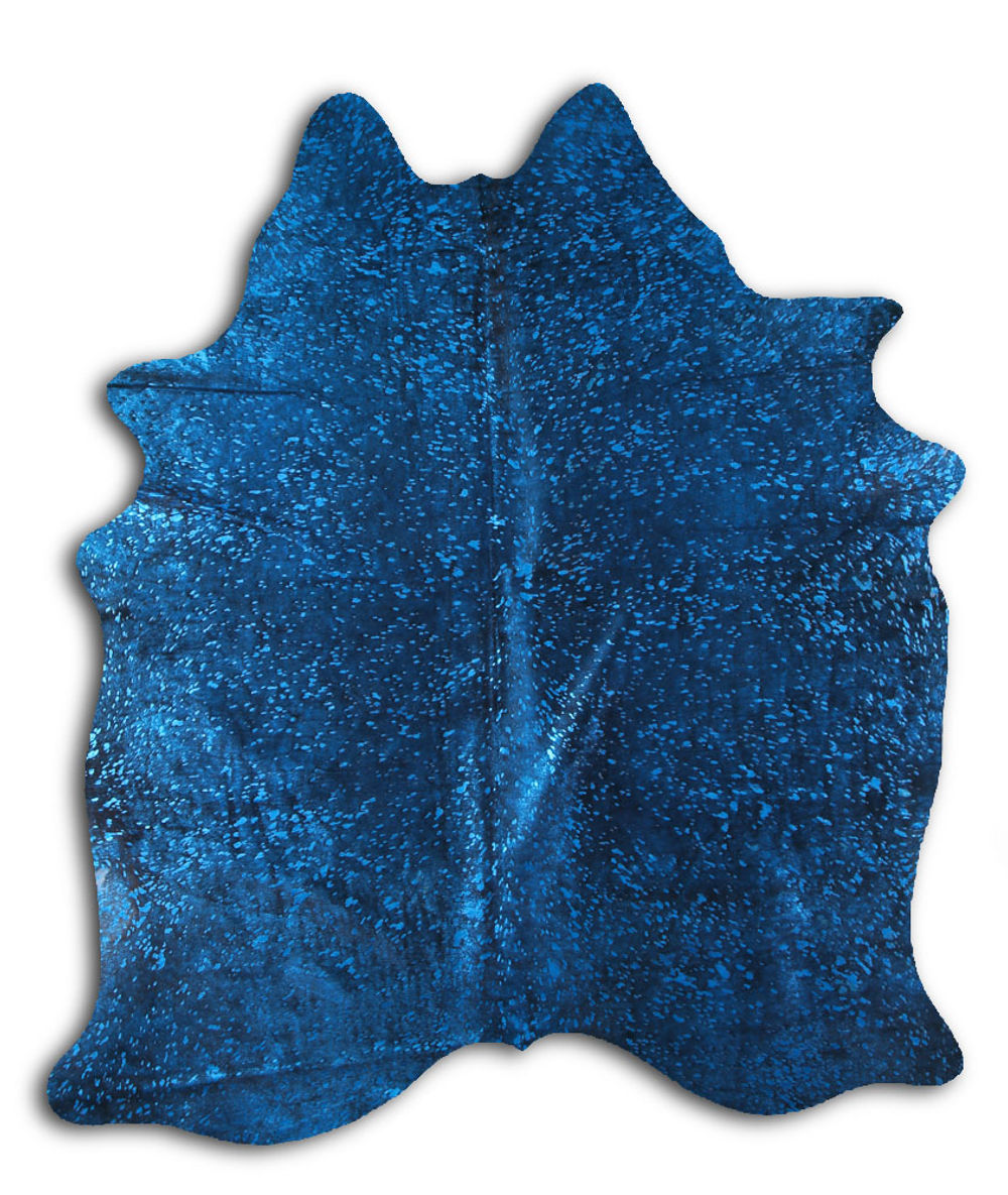 Consequential cowhide rugs for sale BLUE METALLIC ON BLACK rug