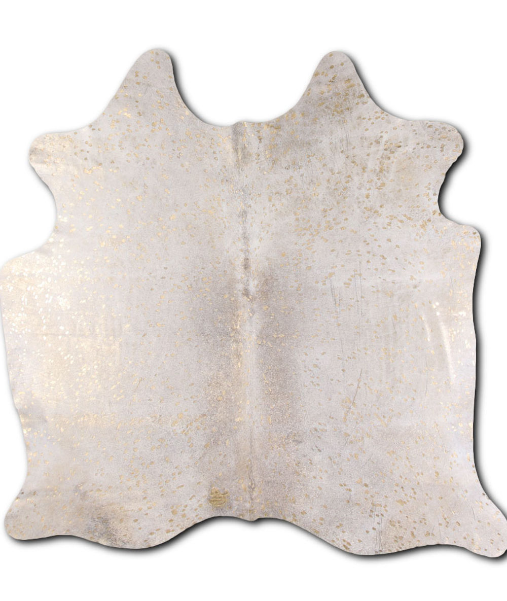 Accrue cowhide rugs for sale GOLD METALLIC ON GREY rug