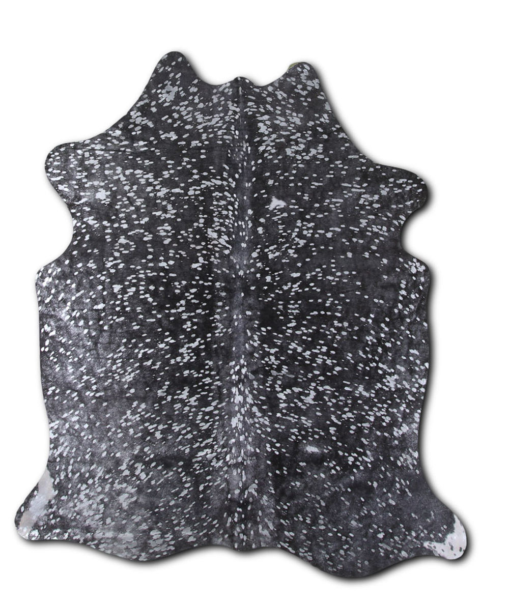 Activate cowhide rugs for sale SILVER METALLIC ON BLACK rug