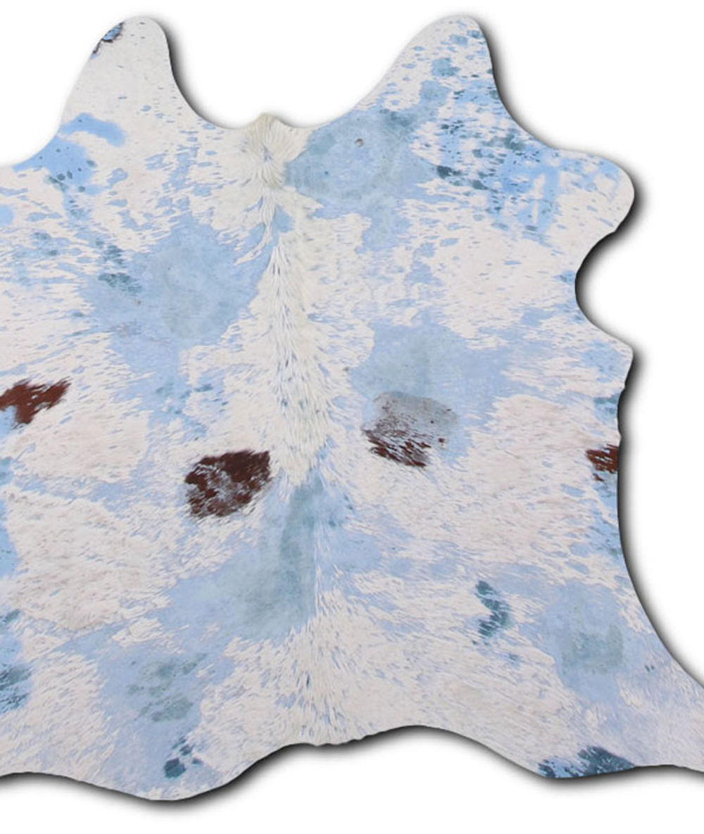Ball cowhide rugs for sale DISTRESSED ACQUA BLUE rug