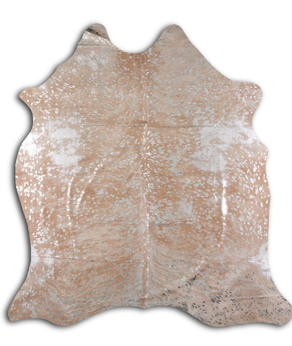 Concrete cowhide rugs for sale SILVER METALLIC ON BEIGE rug