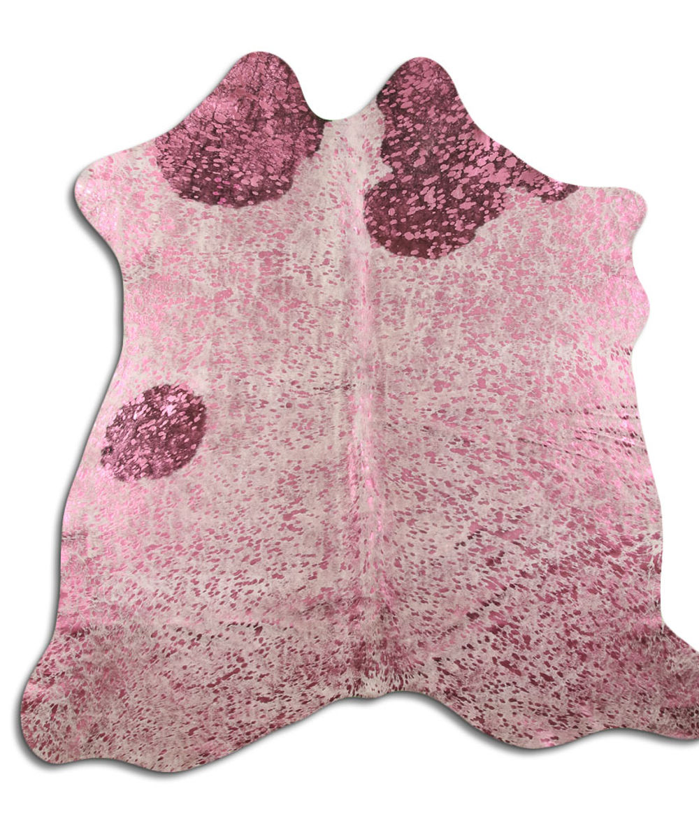 Energetic cowhide rugs for sale PINK METALLIC ON BLACK AND WHITE rug