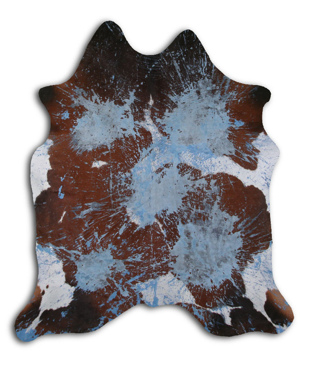 Conscious cowhide rugs for sale DISTRESSED ACQUA BLUE rug