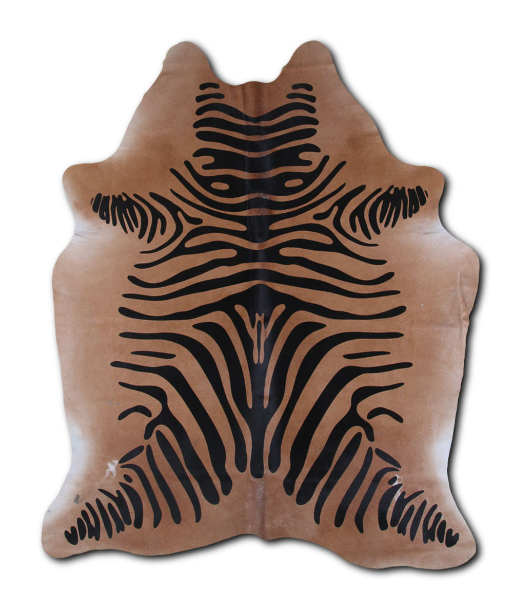 Appealing PRINTED cowhide rugs for sale ZEBRA ON BEIGE rug